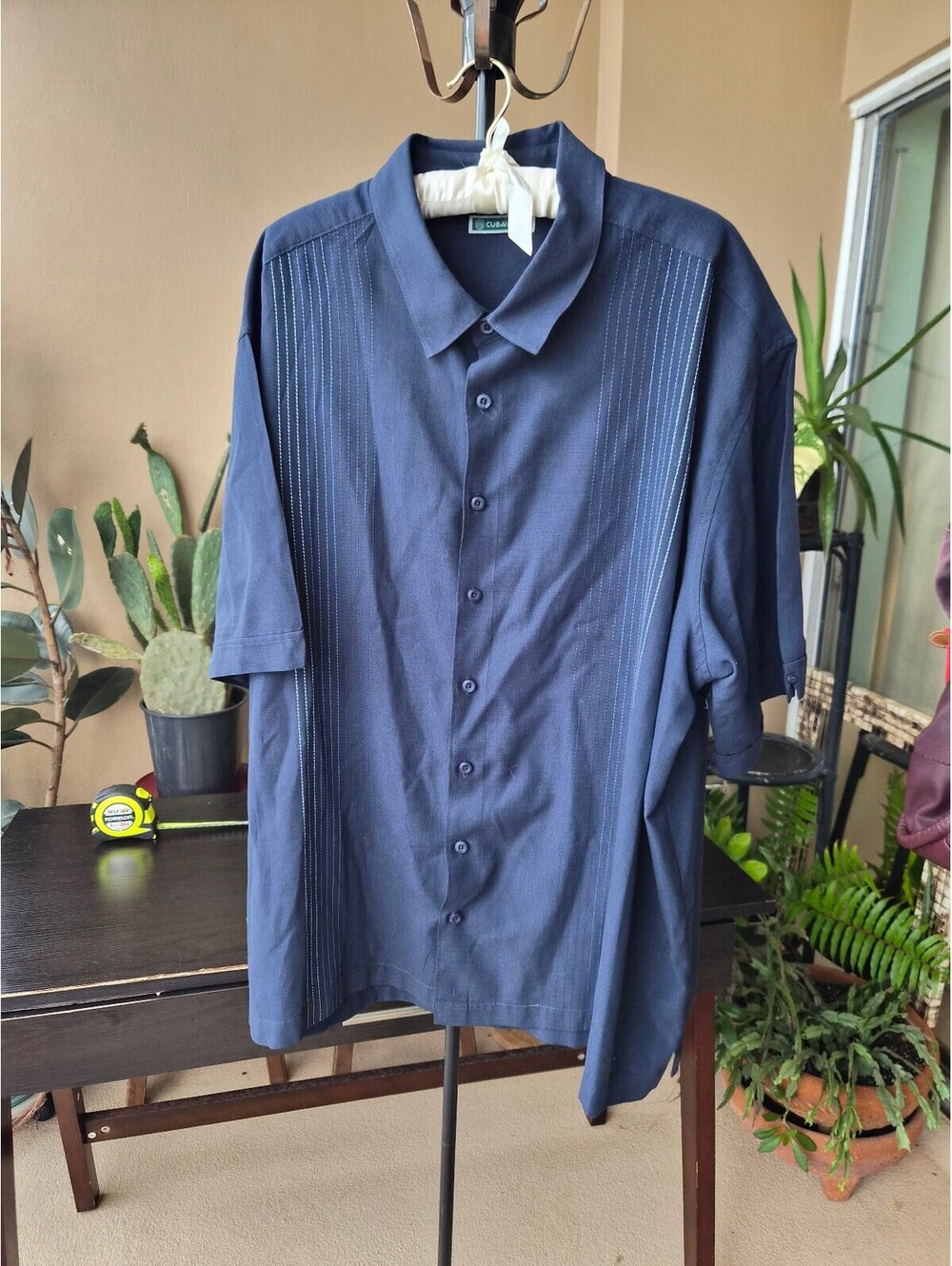 Cubavera Men’s Navy Blue Embroidered Short Sleeve Shirt Size 3X